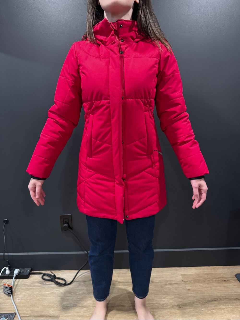 Lole Women's Bright Pink Long Puffer Coat w/ hood